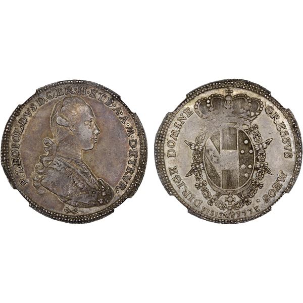 TUSCANY: Pietro Leopoldo, 1765-1790, AR 5 paoli (1/2 francescone), 1778, NGC AU55