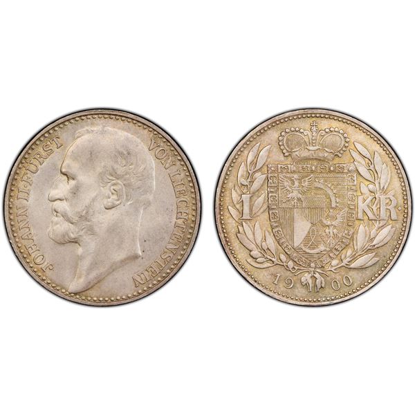 LIECHTENSTEIN: Johann II, 1858-1929, AR krone, 1900, PCGS MS66