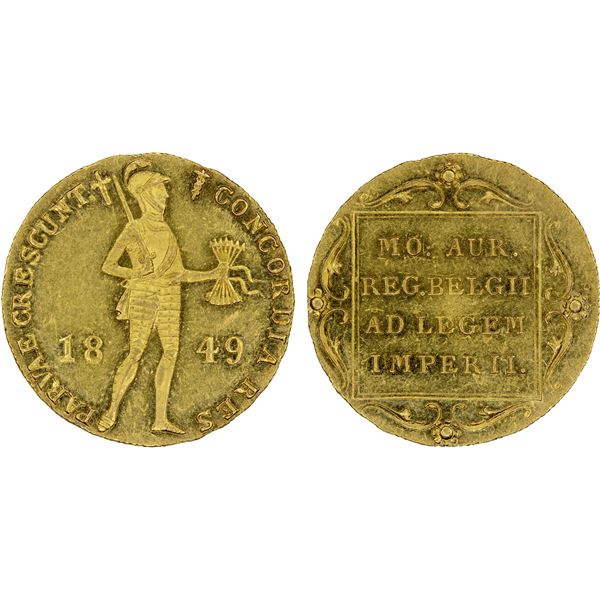 NETHERLANDS: Willem III, 1849-1890, AV ducat, 1849, AU