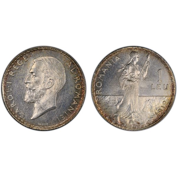 ROMANIA: Carol I, as King, 1894-1914, AR leu, 1912, PCGS MS65