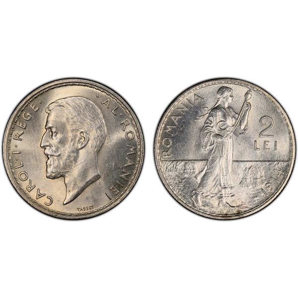 ROMANIA: Carol I, as King, 1894-1914, AR 2 lei, 1914, PCGS MS63