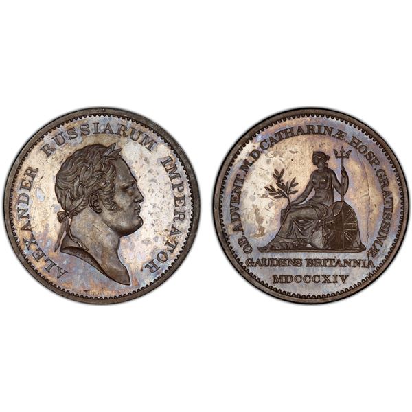 RUSSIAN EMPIRE: Alexander I, 1801-1825, AE medal, 1814, PCGS Specimen 63