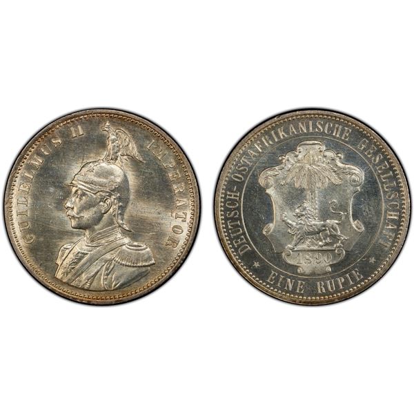 GERMAN EAST AFRICA: Wilhelm II, 1888-1918, AR rupie, 1890, PCGS Proof 63