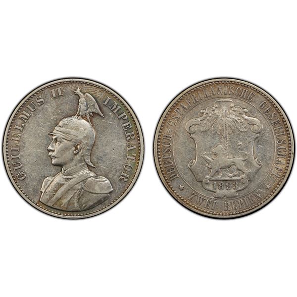 GERMAN EAST AFRICA: Wilhelm II, 1888-1918, AR 2 rupien, 1893, PCGS VF35