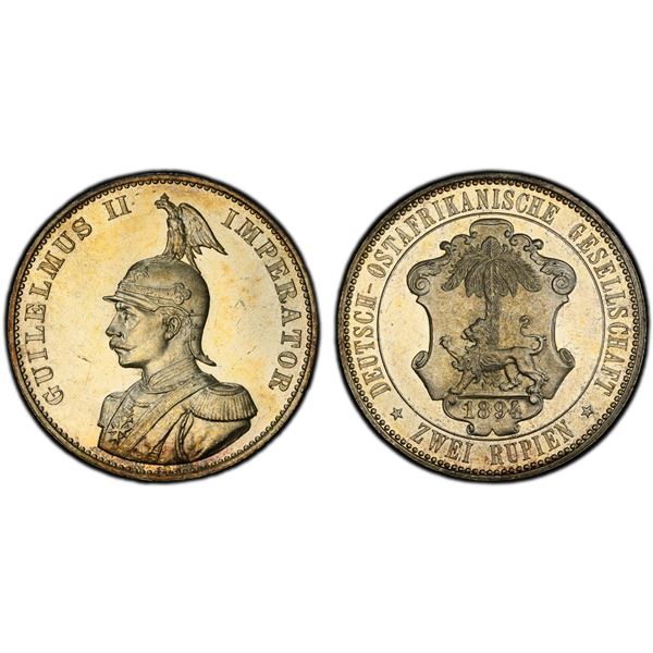 GERMAN EAST AFRICA: Wilhelm II, 1888-1918, AR 2 rupien, 1894, PCGS MS62