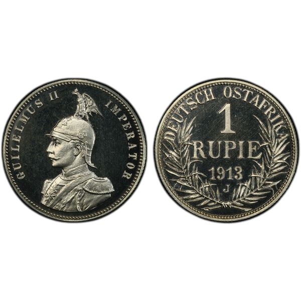 GERMAN EAST AFRICA: Wilhelm II, 1888-1918, AR rupie, 1913-J, PCGS Proof 64 CAM