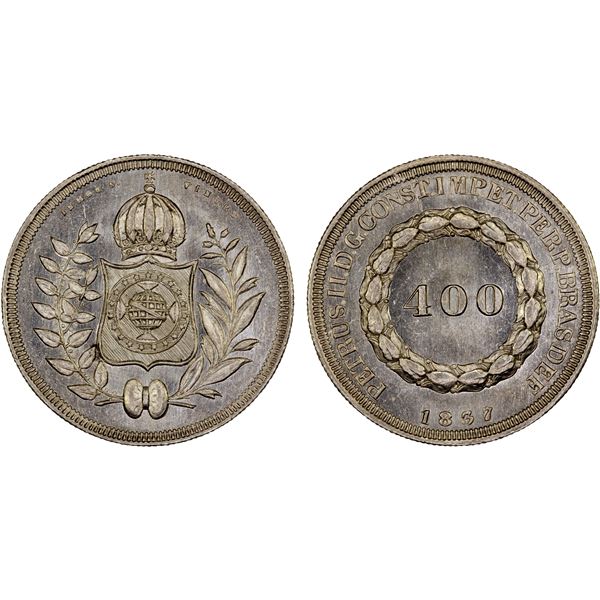 BRAZIL: Pedro II, 1831-1889, AR 400 reis, 1837, Unc