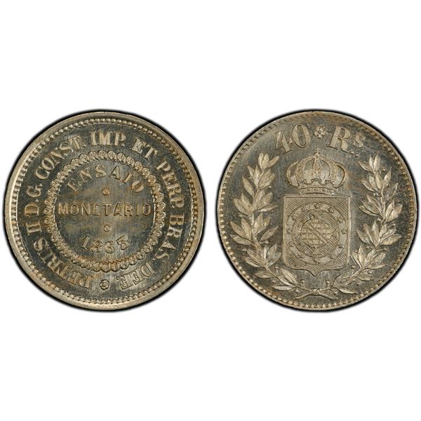 BRAZIL: Pedro II, 1831-1889, 40 reis, 1863, PCGS UNC details