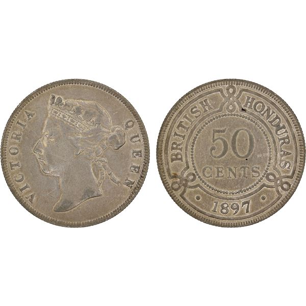 BRITISH HONDURAS: Victoria, 1837-1901, AR 50 cents, 1897, XF