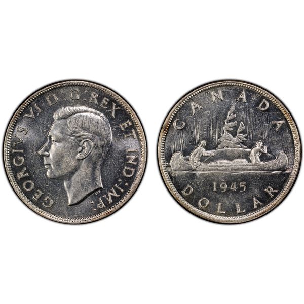 CANADA: George VI, 1936-1952, AR dollar, 1945, PCGS MS62