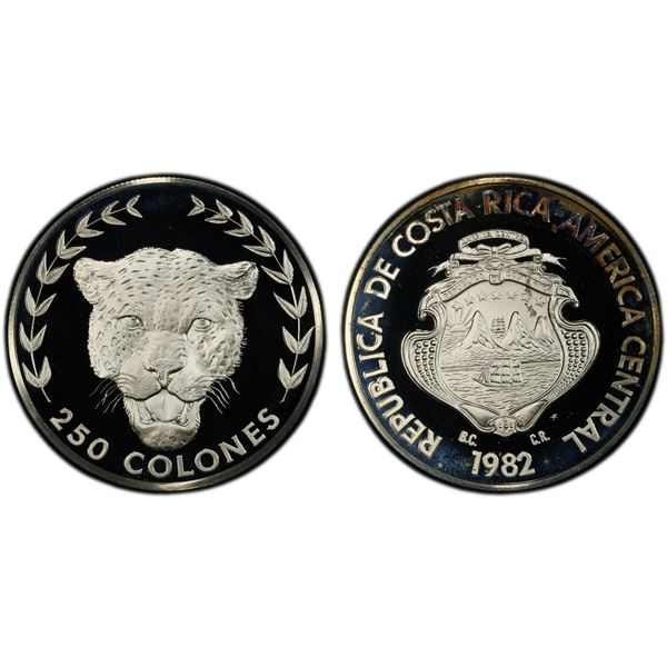 COSTA RICA: Republic, AR 250 colones, 1982, PCGS Proof 68 DCAM