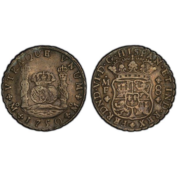 MEXICO: Fernando VI, 1746-1759, AR 8 reales, 1750-Mo, PCGS VF details