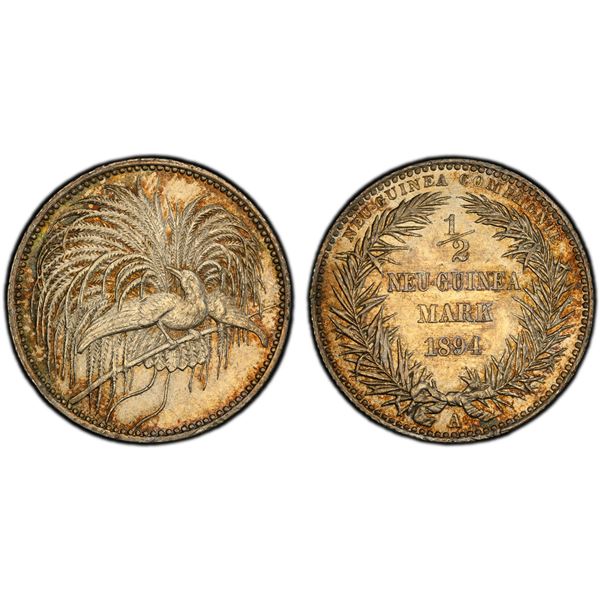 GERMAN NEW GUINEA: Wilhelm II, 1888-1918, AR 1/2 mark, 1894-A, PCGS MS64
