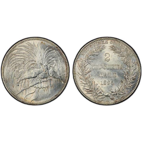 GERMAN NEW GUINEA: Wilhelm II, 1888-1918, AR 2 mark, 1894-A, PCGS MS62