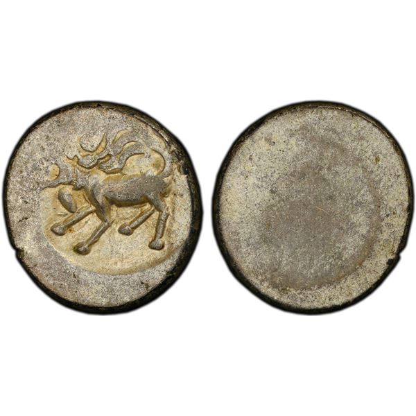 CAMBODIA: AR 2 pe (1/2 fuang) (1.47g), ND (1650), PCGS AU58