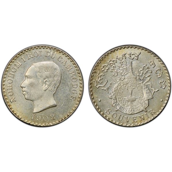 CAMBODIA: Norodom I, 1859-1904, AR 25 centimes, 1902, PCGS MS63
