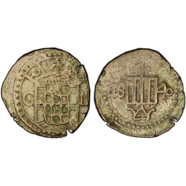 CEYLON: Portuguese Colony, AR tanga, Colombo (Ceylon), 1640, PCGS VF35
