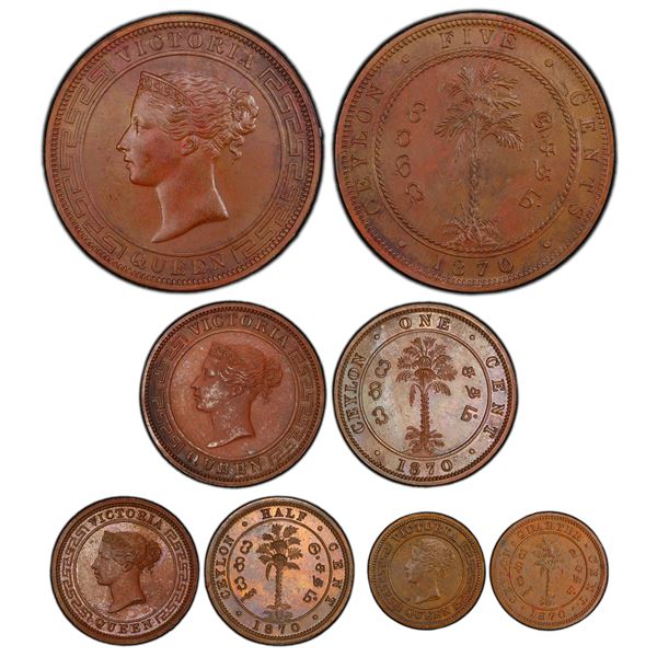 CEYLON: Victoria, 1837-1901, 4-coin proof set, 1870