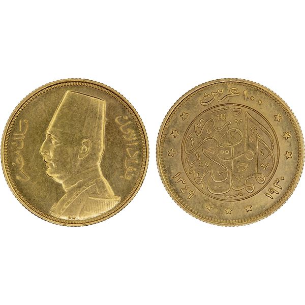 EGYPT: Fuad, as King, 1922-1936, AV 100 piastres, 1930/AH1349, Unc