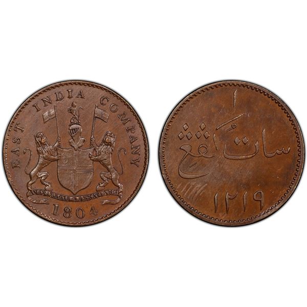 INDONESIA: SUMATRA: AE keping, 1804/AH1219, PCGS PF64 BN