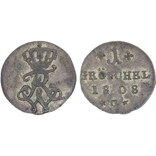 SILESIA: Friedrich Wilhelm III, 1797-1840, BI gröschel, Glatz, 1808-G, XF