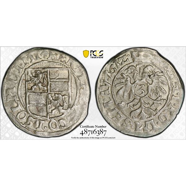 SOLMS-HOHENSOLMS: Hermann Adolf, 1562-1613, AR 3 kreuzer (groschen), 161Z, PCGS AU55
