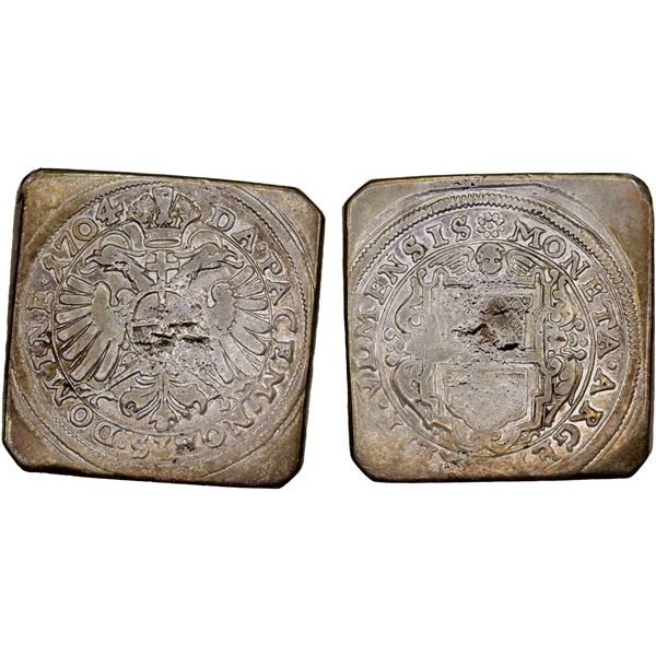 ULM: Siege Issue, AR gulden klippe (14.48g), 1704, F-VF
