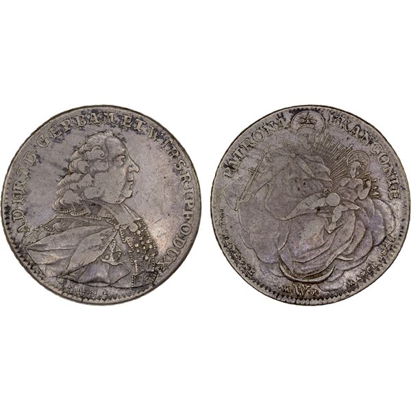 WÜRZBURG: Adam Friedrich von Seinsheim, 1755-1779, AR thaler, 1765-MWP, About VF