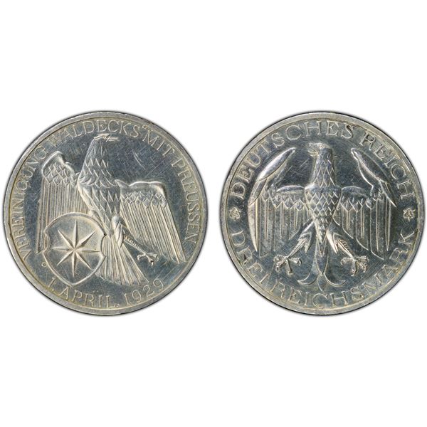 GERMANY: Weimar Republic, AR 3 reichsmark, 1929-A, PCGS Proof 61