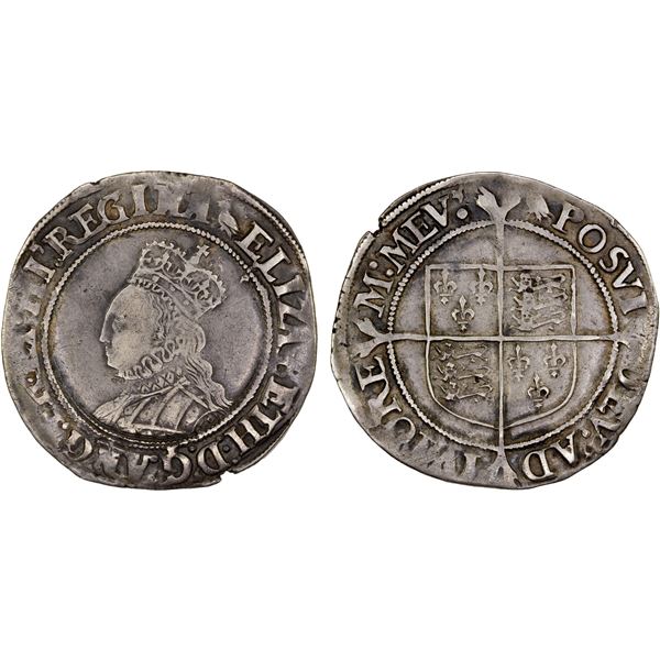 ENGLAND: Elizabeth I, 1558-1603, AR shilling (6.3g), ND (1560-61), VF