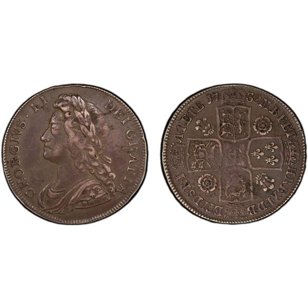 GREAT BRITAIN: George II, 1727-1760, AR halfcrown, 1732, PCGS VF35