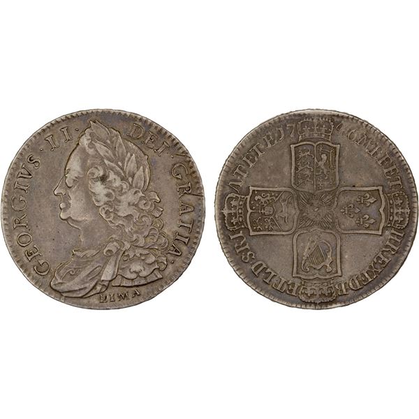 GREAT BRITAIN: George II, 1727-1760, AR halfcrown, 1746, VF