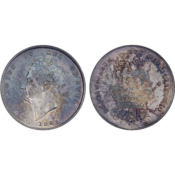 GREAT BRITAIN: George IV, 1820-1830, AR shilling, 1829, ANACS MS62