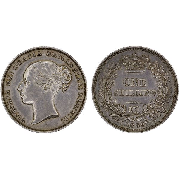 GREAT BRITAIN: Victoria, 1837-1901, AR shilling, 1852, XF