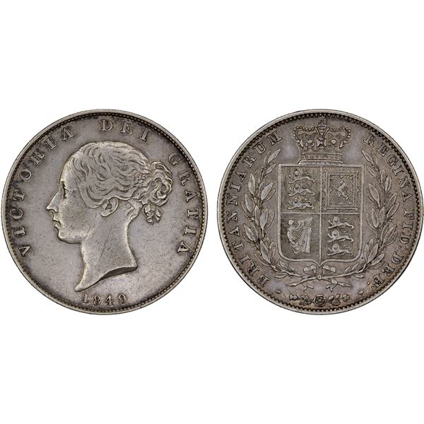 GREAT BRITAIN: Victoria, 1837-1901, AR halfcrown, 1849, Choice VF