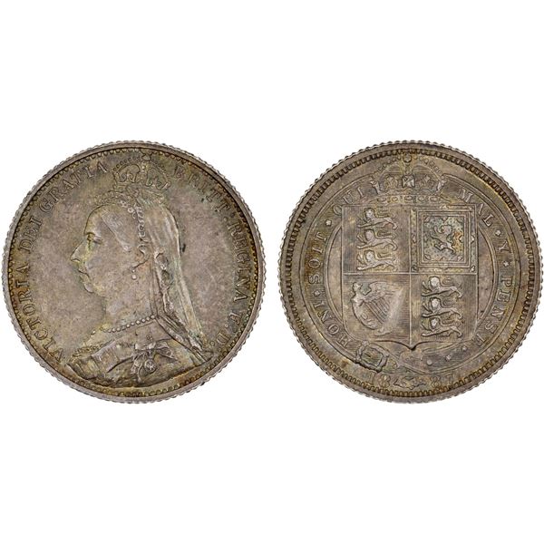 GREAT BRITAIN: Victoria, 1837-1901, AR sixpence, 1887, Choice AU