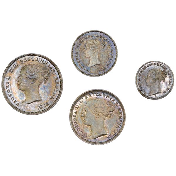 GREAT BRITAIN: Victoria, 1837-1901, AR maundy set, 1871, Unc