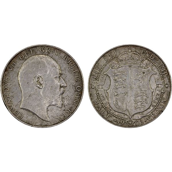 GREAT BRITAIN: Edward VII, 1901-1910, AR halfcrown, 1903, VF