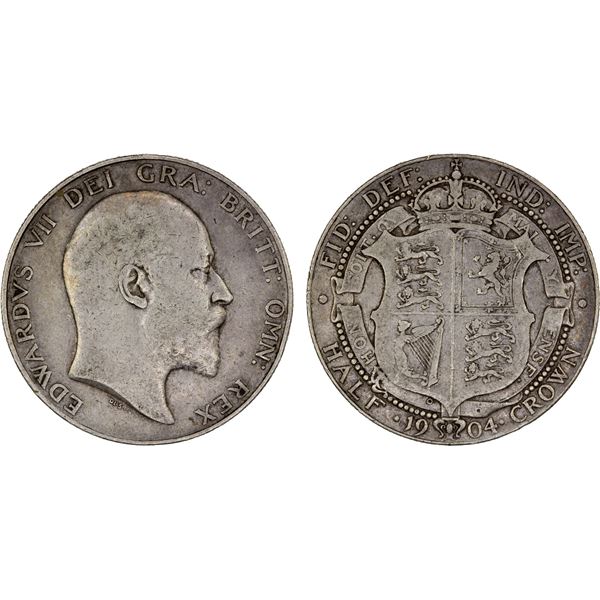 GREAT BRITAIN: Edward VII, 1901-1910, AR halfcrown, 1904, F-VF