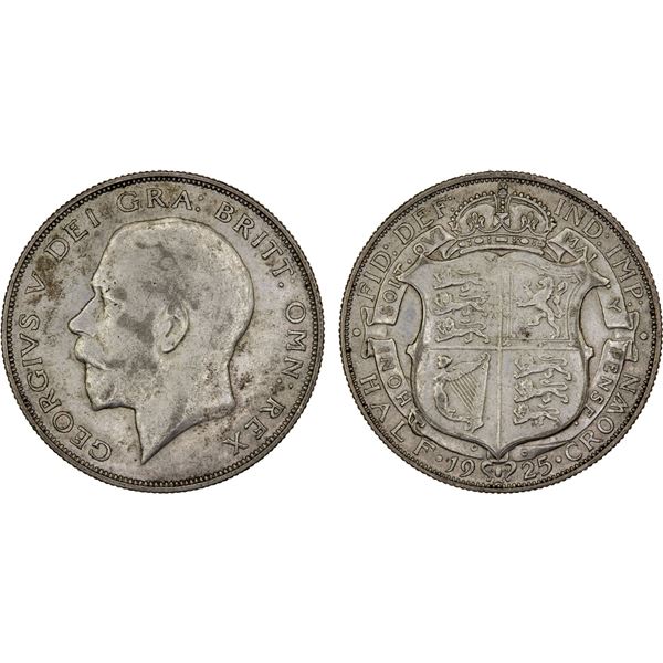 GREAT BRITAIN: George V, 1910-1936, AR halfcrown, 1925, key date, VF-XF