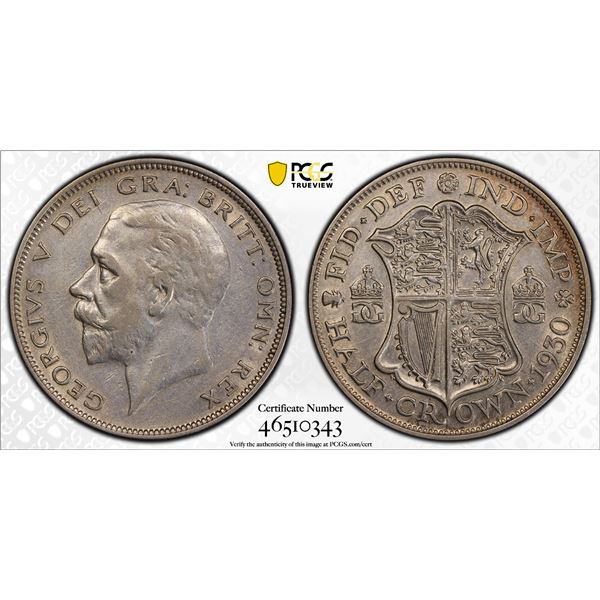 GREAT BRITAIN: George V, 1910-1936, AR halfcrown, 1930, PCGS AU50