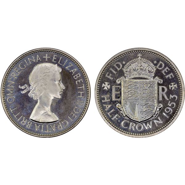 GREAT BRITAIN: Elizabeth II, 1952-2022, halfcrown, 1953, Proof