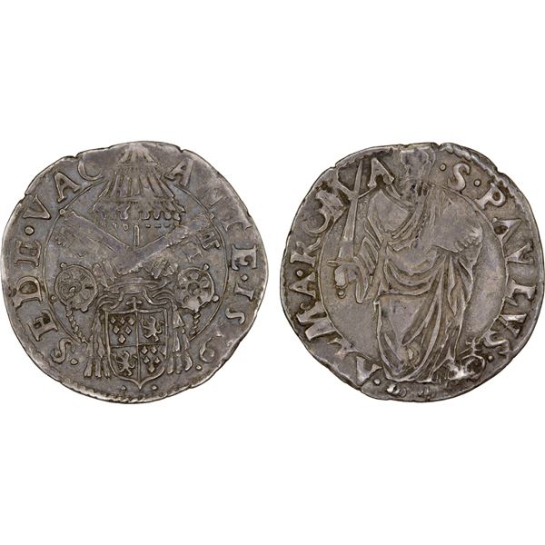 PAPAL STATES: Sede Vacante, 1559, AR giulio (3.12g), 1559, VF