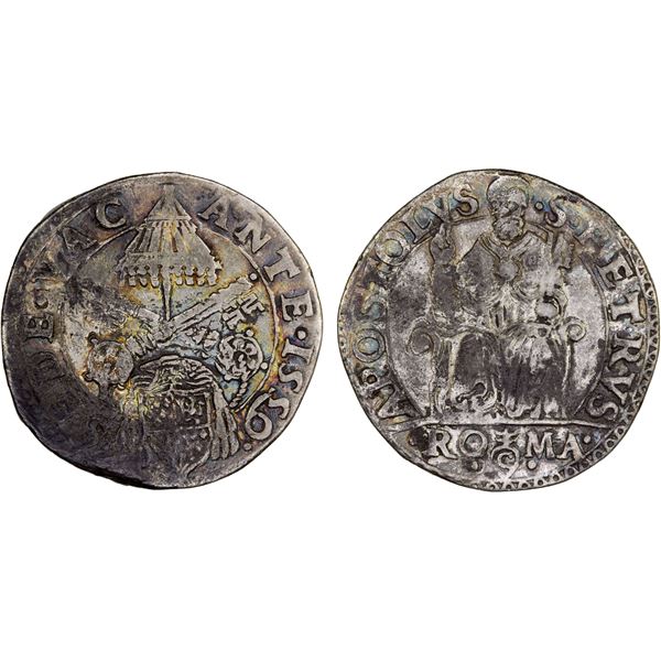 PAPAL STATES: Sede Vacante, 1559, AR testone (9.23g), 1559, VF