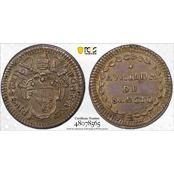 PAPAL STATES: Pius VI, 1775-1799, AR grosso, Rome, ND (1786) year XXII, PCGS MS62