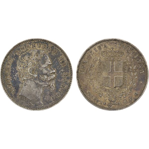 TUSCANY: Provisional Government, AR lira, Firenze, 1860, XF