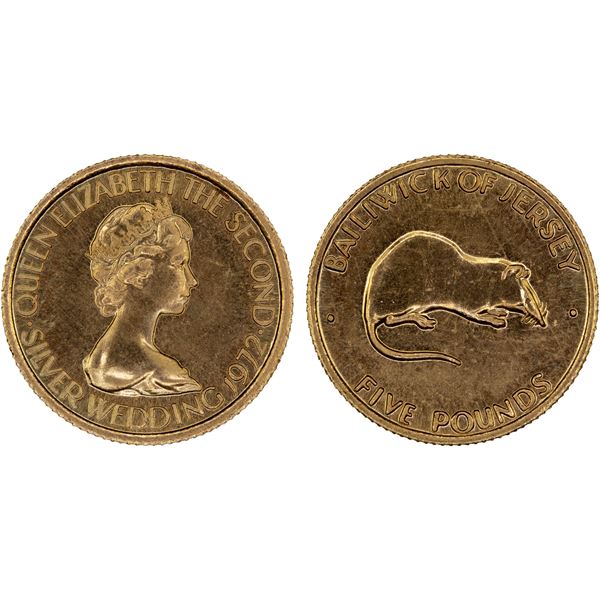 JERSEY: Elizabeth II, 1952-2022, AV 5 pounds, 1972, Unc