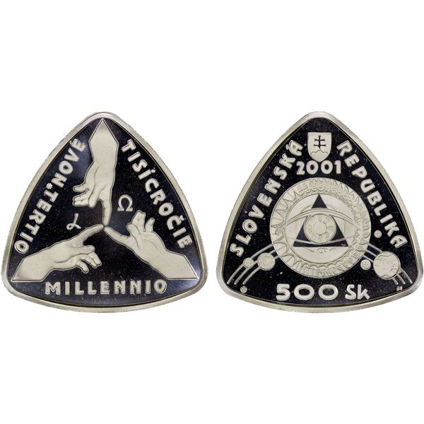 SLOVENIA: Republic, AR 500 korun, 2001, Choice Proof