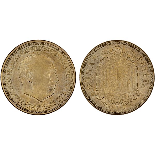 SPAIN: Francisco Franco, as Caudillo, 1947-1975, peseta, 1947(54), Choice Unc