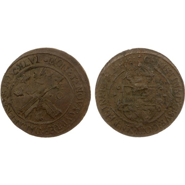 SWEDEN: Christina, 1632-1654, AE öre, Avesta, 1646, NGC EF40 BN